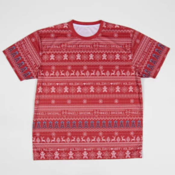 Angels Baseball Ugly Christmas Sweater T-Shirt NIB - Picture 1 of 4